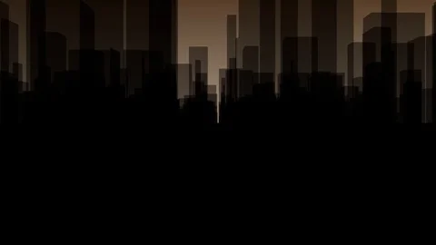 Flythrough a  dark Virtual City with a Background in Brown Stock Footage 76927471