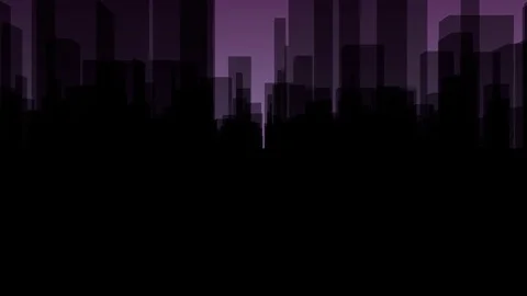Flythrough a  dark Virtual City with a Background in Purple Stock Footage 76928951