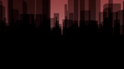 Flythrough a  dark Virtual City with a Background in Red Stock Footage 76929418