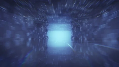 Flythrough futuristic tunnel seamless loop 3D render animation Stock Footage 166438555