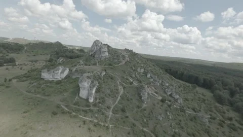 Flythrough over forest and mountains. Video stock 314427846