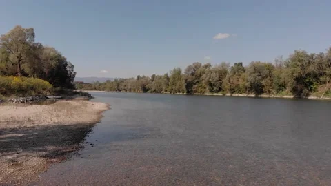 A flythrough over the Sava river Stock Footage 139160637