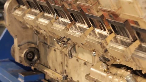 The flywheel of the engine truck. the overhaul of the engine. Closeup 動画素材 78254169