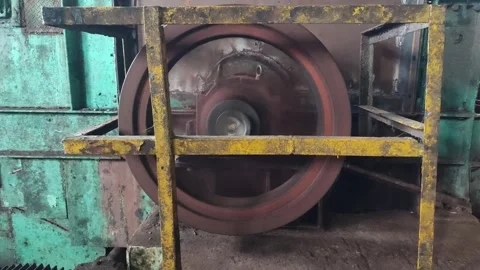 The flywheel of a sugarcane chopper Video stock 241042260