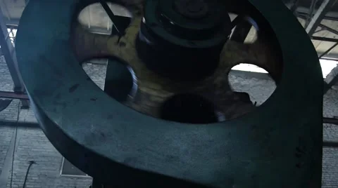 Flywheel, wheel stamping machine. Stock Footage 49432234