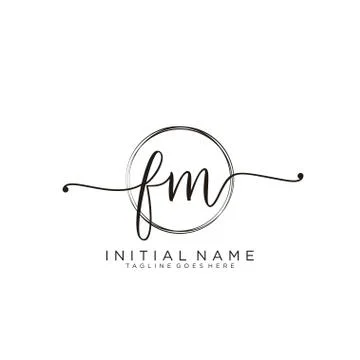 FM Initial handwriting logo with circle template vector Stock Illustration