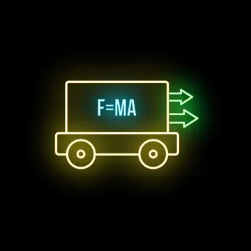 Fma neon physics formula showing newton's second law 스톡 일러스트