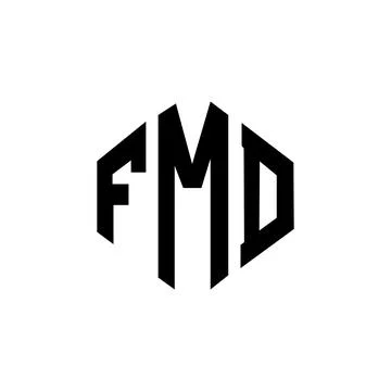 FMD letter logo design with polygon shape. FMD polygon and cube shape logo .. Stock Illustration