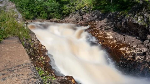 Fmtfallet Waterfall Cascading Through Forest near Ambjrby, Vrmland, Sweden Stock-Footage 343268720