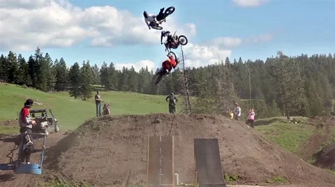 FMX 5 rider train Stock Footage 43479193