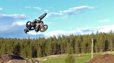 FMX Backflip 360 successfully landed. Stock Footage 43477483