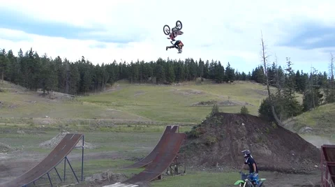 FMX backflip with leg trick. Stock Footage 43484379