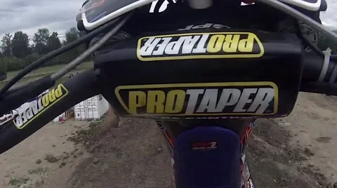 FMX helmet cam backflip trick. Stock Footage 43489253