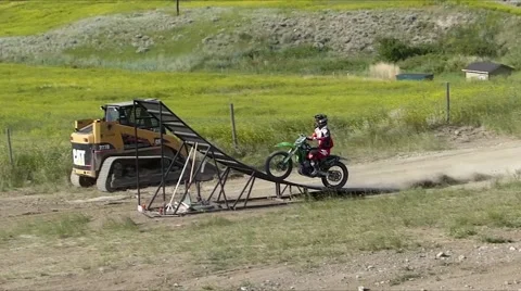 FMX Jump with corner berm Stock Footage 43503665