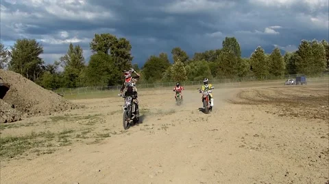 FMX lap and jump, 3 riders Stock Footage 43503889