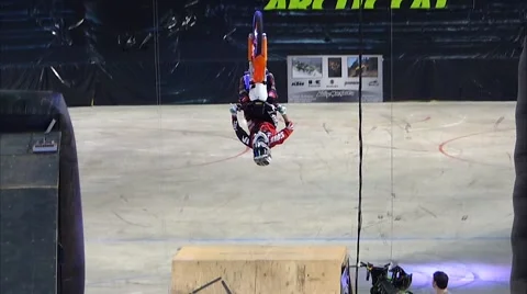 FMX mini backflips, 2 scenes. Stock Footage 43503101