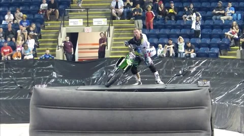 FMX performance rider celebrates win. Stock Footage 43500210