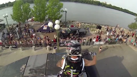 FMX rider energizes crowd Stock Footage 43503315