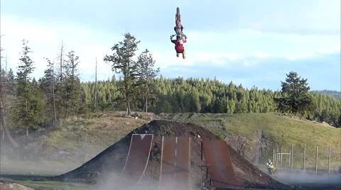 FMX slowmotion backflip. Stock Footage 43483880