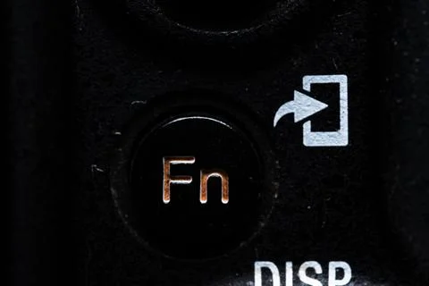The Fn(Function) button is close on the camera. Old and dirty Stock Photos