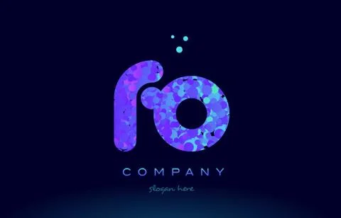 Fo f o bubble circle dots pink blue alphabet letter logo icon vector Stock Illustration