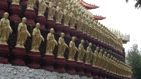 Fo Guang Shan Gold Buddhas - 15 Sec Stock Footage