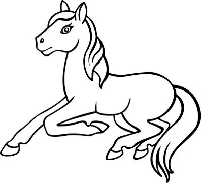 Foal. Little horse linear picture for coloring. Pony - coloring book Stock Illustration