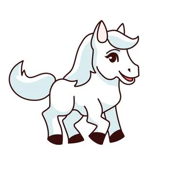 Foal. Vector illustration of a small horse, pony. Transparent background. Cute Stock Illustration