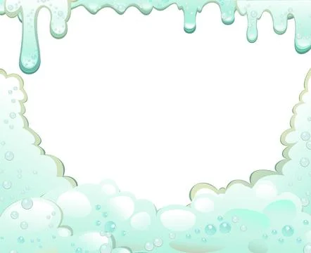 Foam and drips. objects with space for text. Foaming liquids. Water, detergen Stock Illustration