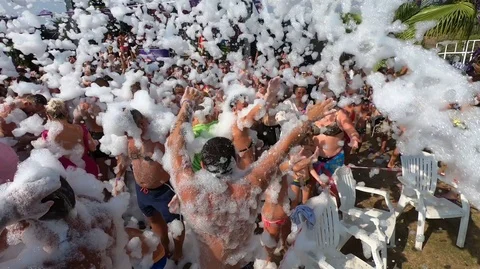 Foam beach party Stock Footage 116205739
