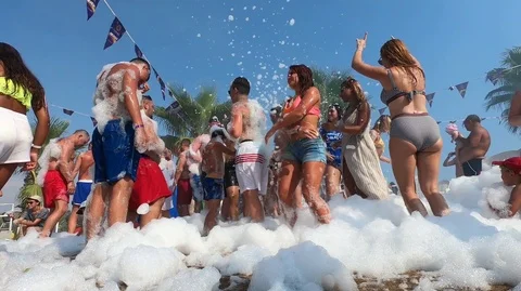 Foam beach party Stock Footage 116205750