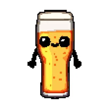Foam beer mug character pixel art vector illustration Stock Illustration