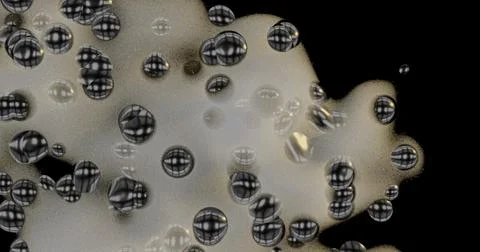 Foam, bubble isolated on black, with clipping path texture and background Illustrazione stock