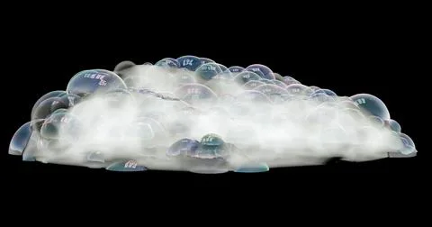 Foam, bubble isolated on black, with clipping path texture and background Stock Illustration