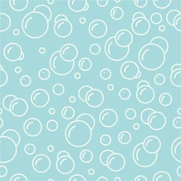 Foam bubbles on a blue background. Seamless pattern of air bubbles in water Illustrazione stock