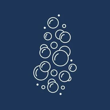 Foam bubbles on a blue background. Template of air bubbles in water 스톡 일러스트