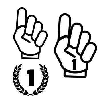 Foam fingers vector set. Number one and hand sport best Stock Illustration
