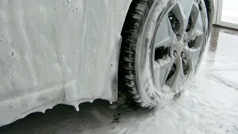 Foam flows from the car Stock Footage 104281890