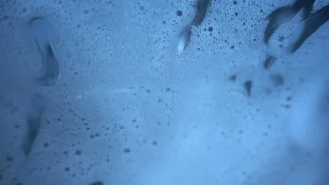 Foam flows down the glass with splash in super slow motion. Stock Footage 107227692