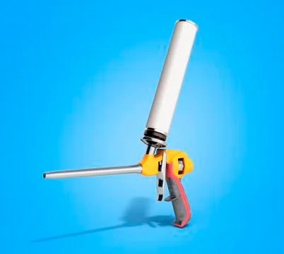 Foam gun on blue gradient background 3d render Stock Illustration
