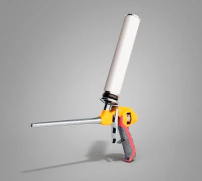 Foam gun on grey gradient background 3d render Stock Illustration