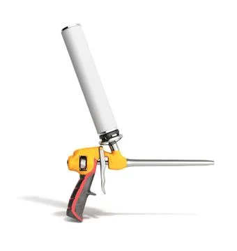Foam gun on white background 3d render Illustrazione stock