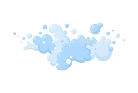 Foam made of soap or clouds. Blue foam and bubbles for cleaning. Vector Stock Illustration