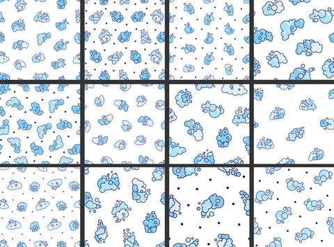 Foam made of soap or clouds. Seamless pattern. Stock Illustration