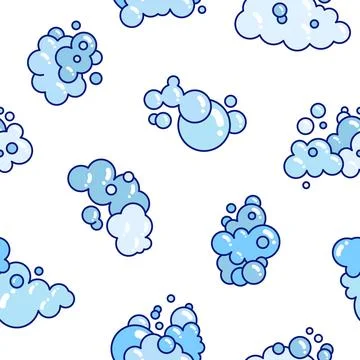 Foam made of soap or clouds. Seamless pattern. Stock Illustration