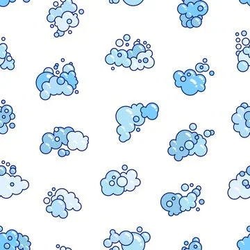 Foam made of soap or clouds. Seamless pattern. Stock Illustration