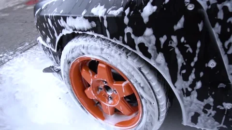 Foam on an orange wheel Video stock 154374086