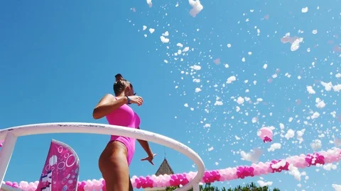 Foam Party on a beach in the open air. Stock Footage 112007408