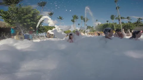 Foam Party in the pool Stock Footage 54601662