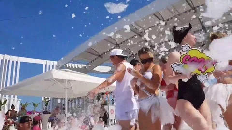 Foam Party in the pool Stock Footage 115713516